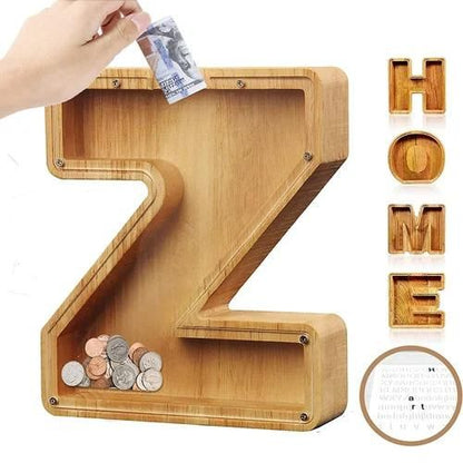 Wood Letters Piggy Bank